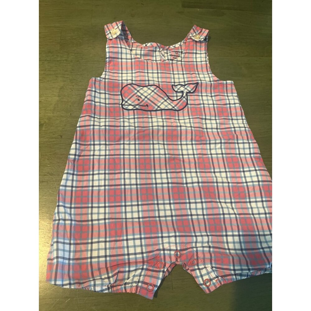 Vineyard Vines Plaid Whale Shortall Baby Romper Nautical Preppy Summer Outfit